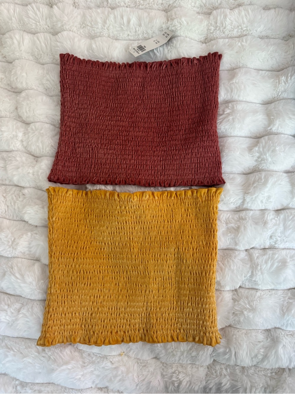 Hollister  2 Smocked Tube Tops in Rust and Mustard